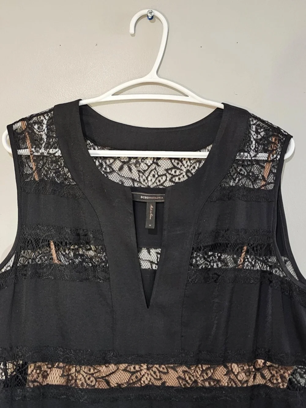 BCBG Angie Black Lace Panel Maxi Dress Size M - Picture 5 of 11